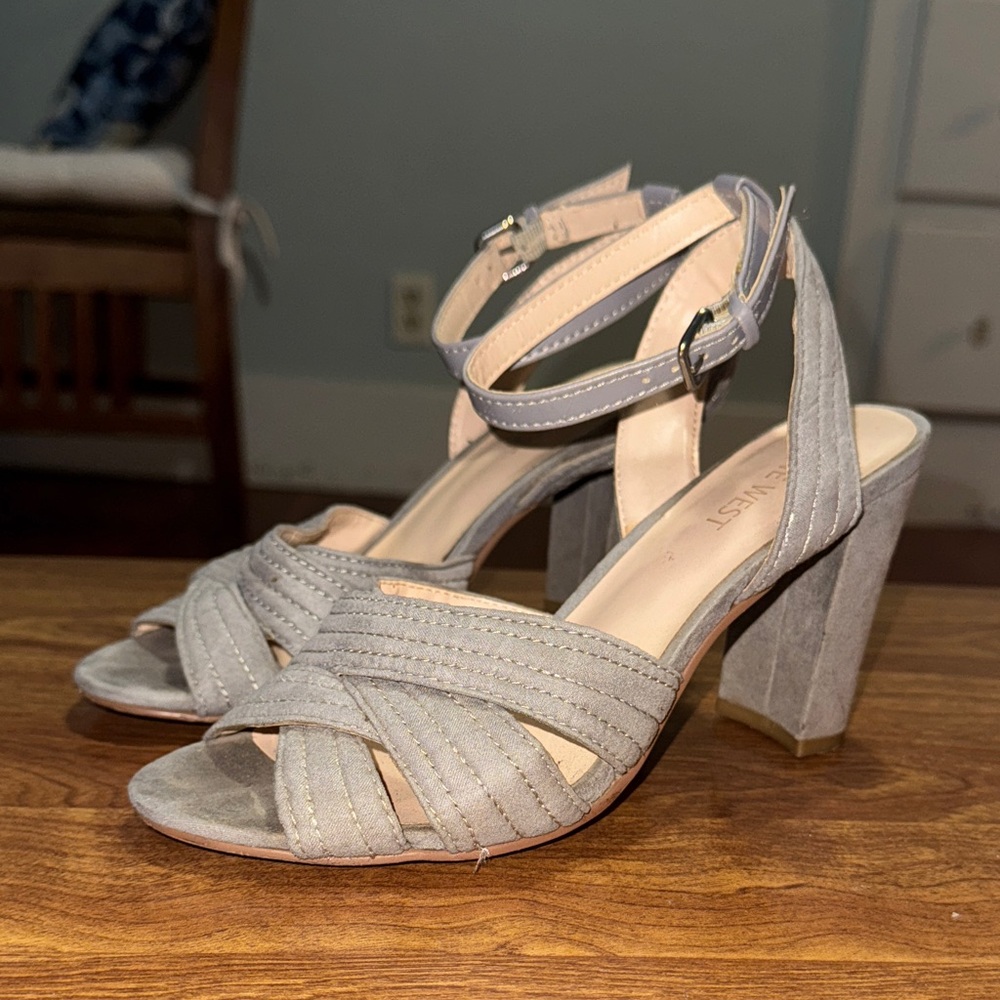 Nine West Gray Strappy Heels